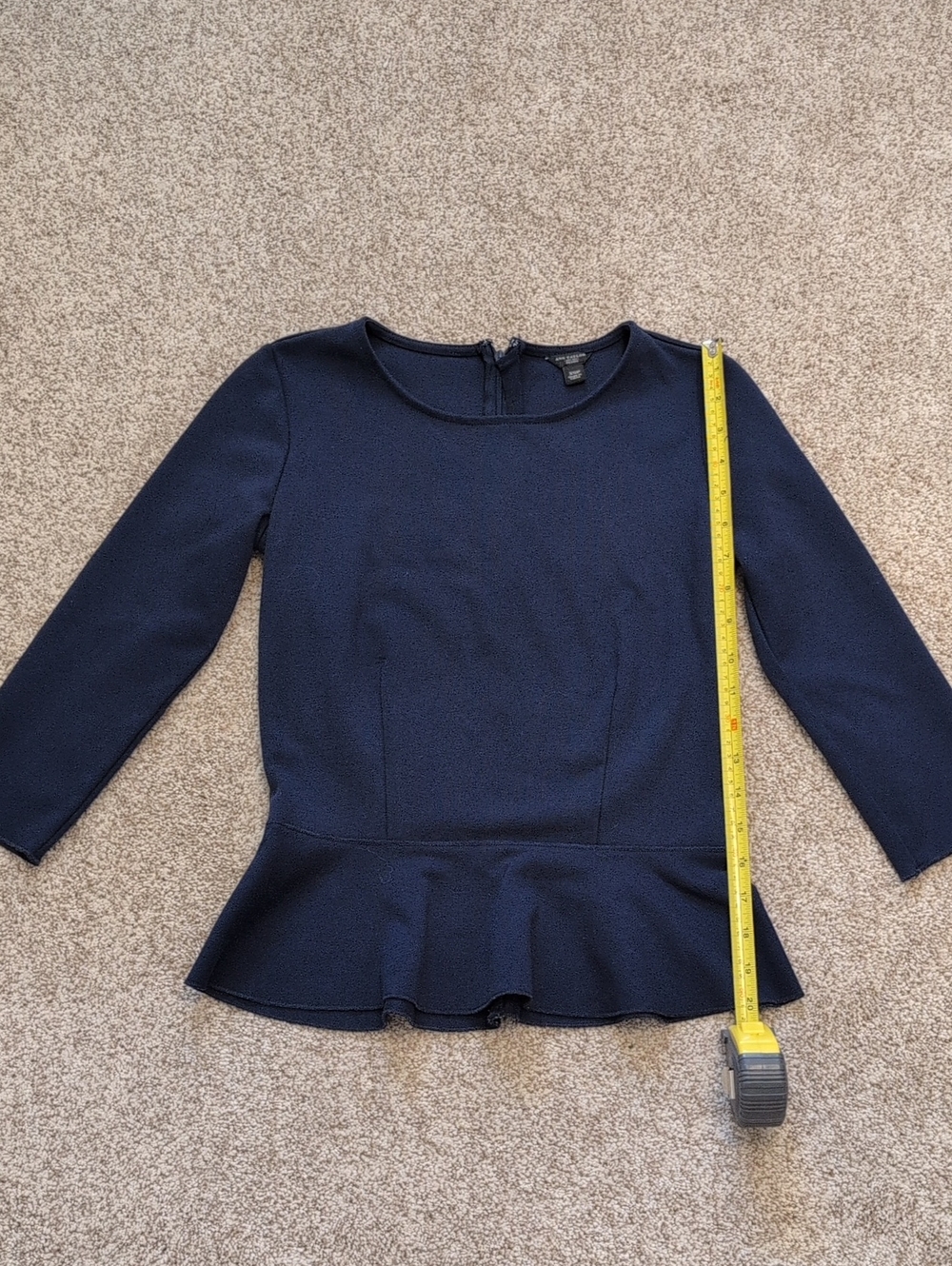 🌻 Ann Taylor, Navy, Peplum Long-Sleeve Top